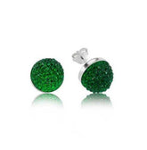 Boucles d'oreilles à tige en cristal vert argenté